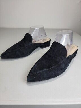 Cole Haan Women's Sz. 10B Piper Black Suede Mule Slip-On Flats Point Toe READ